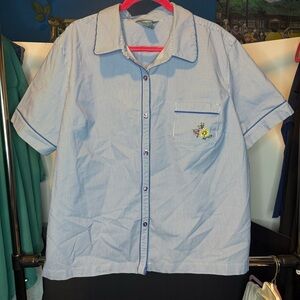 Koret Woman size 22W Blue and White Striped Short Sleeve Button Down Shirt